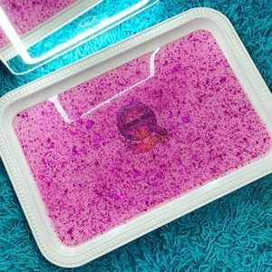 Custom made rolling trays. Metal tray. Purple tray.